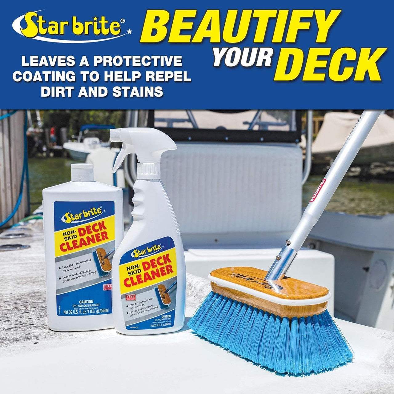 StarBrite Non-Skid Deck Cleaner & Protectant -Ultimate Boat Deck Wash - Protects Against Future Stains & UV - Ideal for Fiberglass, Vinyl, Plastic, Painted & Metal Surfaces - 128 OZ - 1 Gallon