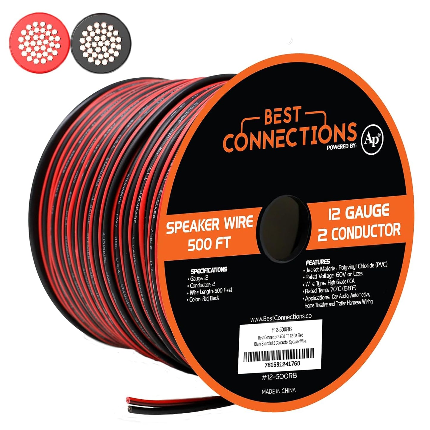 BEST CONNECTIONS Speaker Zip Wire Primary Bonded Red & Black Speaker Cable Stranded Speaker Wire Car Audio Automotive Home Theatre