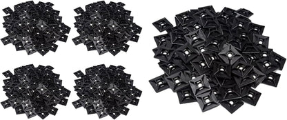 1" Self Adhesive Cable Zip Tie Mounts UV Protection Indoor or Outdoor, Black