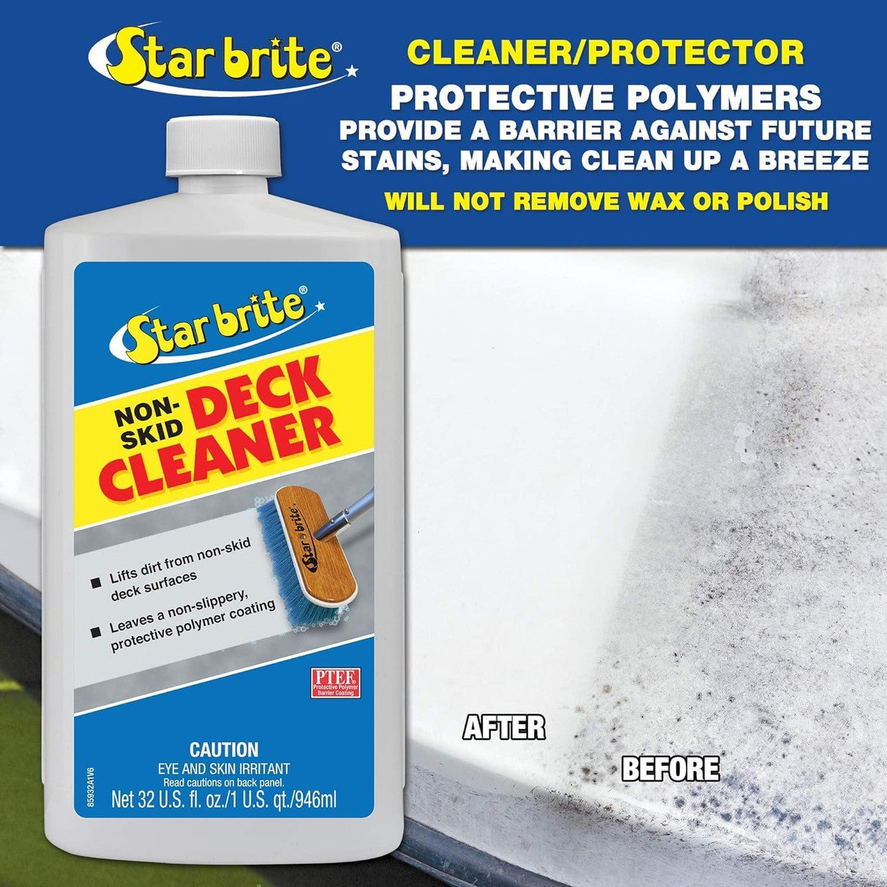 StarBrite Non-Skid Deck Cleaner & Protectant -Ultimate Boat Deck Wash - Protects Against Future Stains & UV - Ideal for Fiberglass, Vinyl, Plastic, Painted & Metal Surfaces - 128 OZ - 1 Gallon