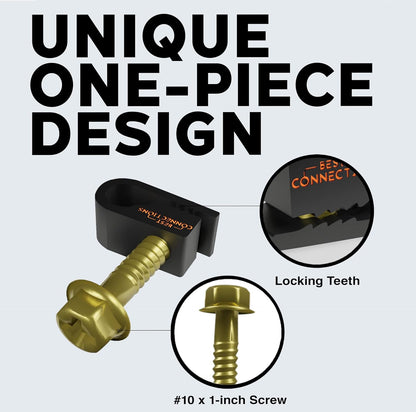 BEST CONNECTIONS Coaxial Cable Clips with Pre-Inserted Screw – Black Single Cable Mounting Clamps for Coax Cable (RG6, RG59) and Ethernet Cable, Cord Fastener/Strain Relief Clip