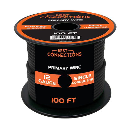 BEST CONNECTIONS 10 Gauge Automotive Primary Wire - 100ft | Ideal for Trailer, Speaker, and Lighting Circuits | Durable Primary/Remote, Power/Ground Electrical Wiring