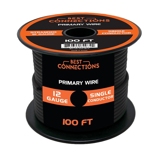 BEST CONNECTIONS 10 Gauge Automotive Primary Wire - 100ft | Ideal for Trailer, Speaker, and Lighting Circuits | Durable Primary/Remote, Power/Ground Electrical Wiring