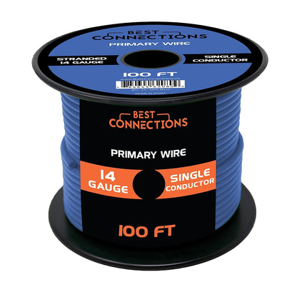 BEST CONNECTIONS 14 Guage Automotive Primary Wire - 100ft | Ideal for Trailer, Speaker, and Lighting Circuits | Durable Primary/Remote, Power/Ground Electrical Wiring