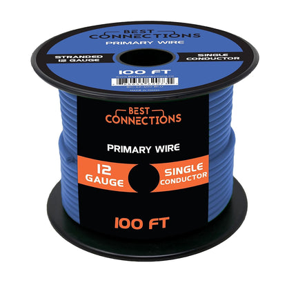 BEST CONNECTIONS 12 Guage Automotive Primary Wire - 100ft | Ideal for Trailer, Speaker, and Lighting Circuits | Durable Primary/Remote, Power/Ground Electrical Wiring