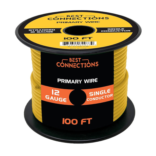 BEST CONNECTIONS 12 Guage Automotive Primary Wire - 100ft | Ideal for Trailer, Speaker, and Lighting Circuits | Durable Primary/Remote, Power/Ground Electrical Wiring