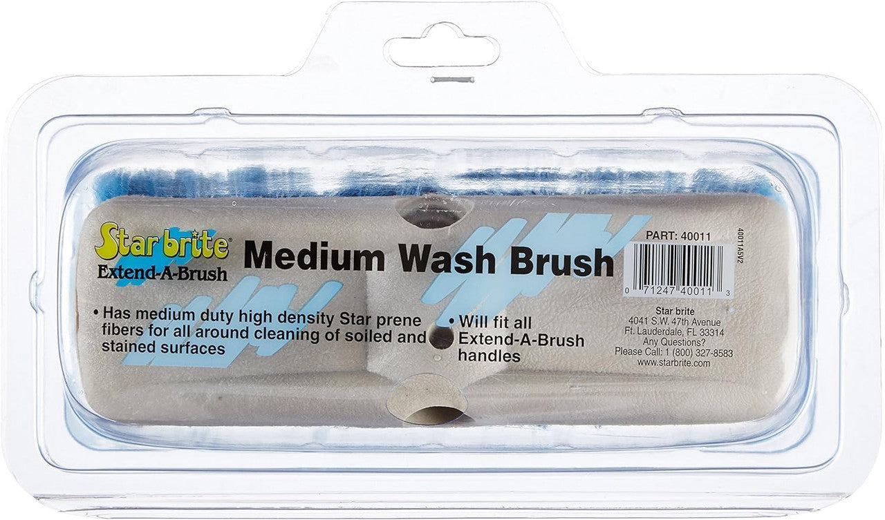 StarBrite 8-Inch Medium Wash Brush - Premium Boat Deck Cleaning Brush - Extend-A-Brush Compatible - High-Density Star Prene Fibers - (Blue) Medium