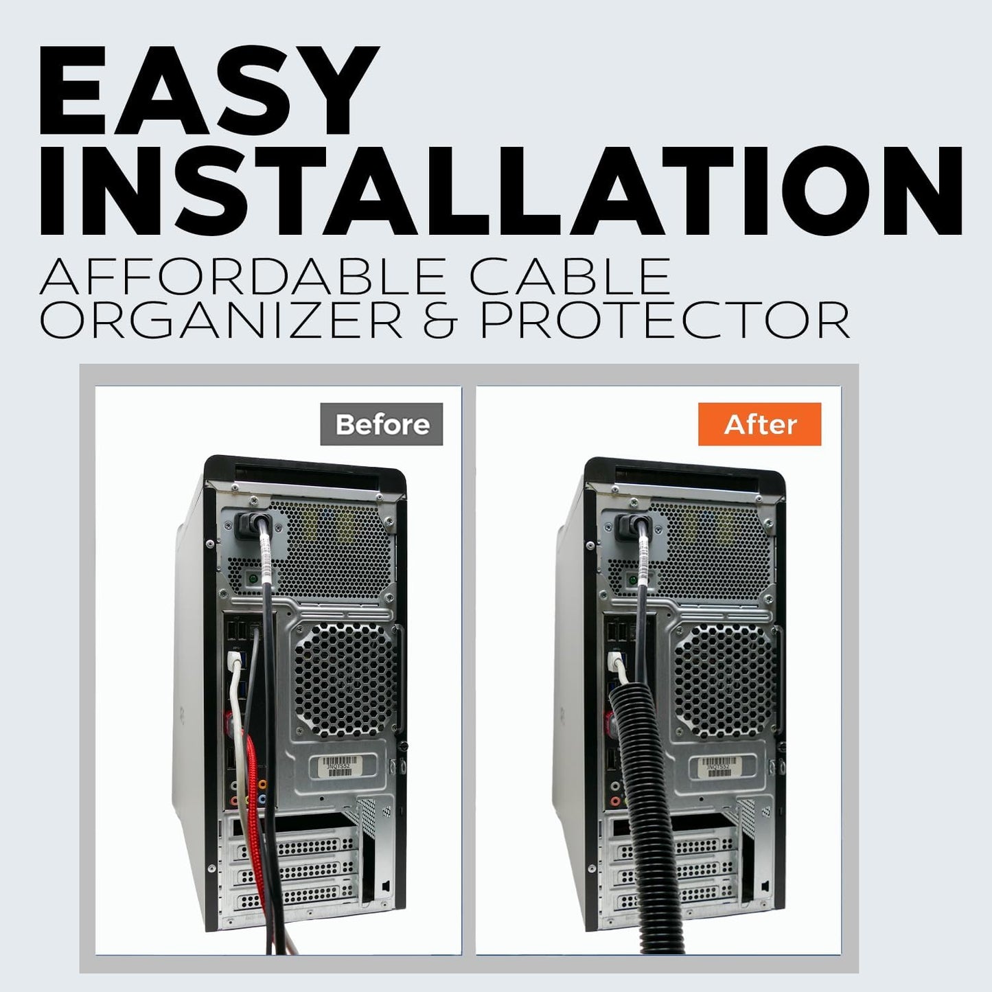 BEST CONNECTIONS 100 feet Split Wire Loom Flex-Guard Convoluted Tubing with 100 Nylon Cable Zip Ties Black