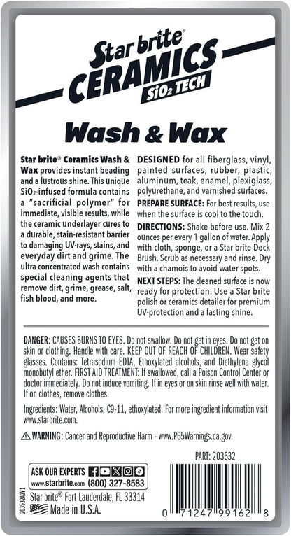 StarBrite Ceramic Wash & Wax SiO2-Infused - Watermelon Scent - Ultimate Protection and Shine, Repels Dirt, Grime, UV Damage - 32 oz