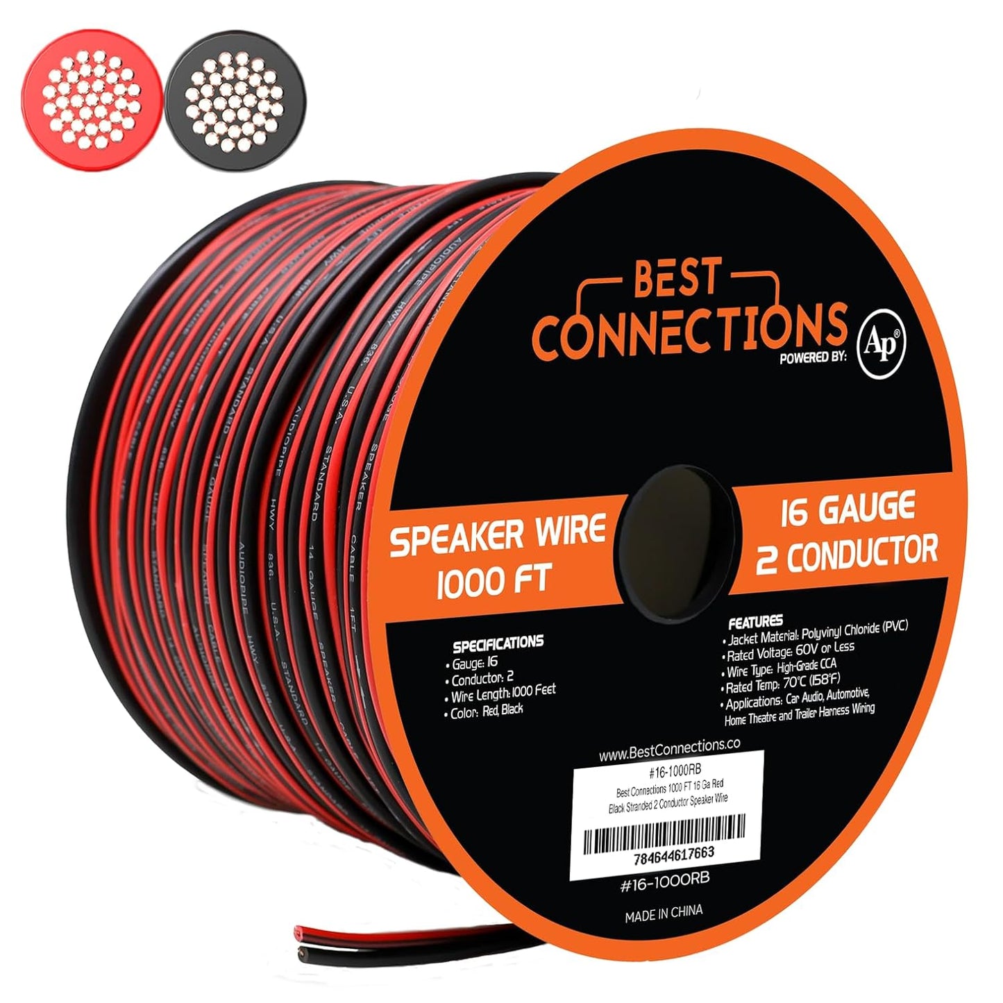 BEST CONNECTIONS Speaker Zip Wire Primary Bonded Red & Black Speaker Cable Stranded Speaker Wire Car Audio Automotive Home Theatre