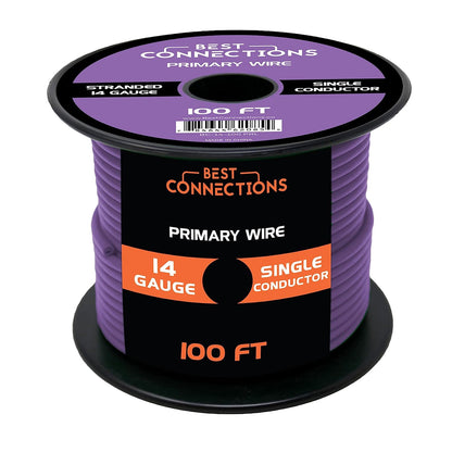 BEST CONNECTIONS 14 Guage Automotive Primary Wire - 100ft | Ideal for Trailer, Speaker, and Lighting Circuits | Durable Primary/Remote, Power/Ground Electrical Wiring