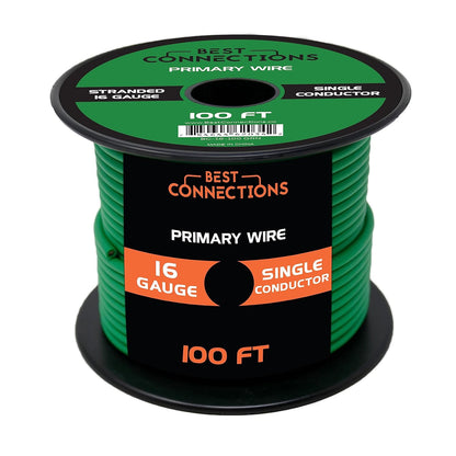BEST CONNECTIONS 16 Guage Automotive Primary Wire - 100ft | Ideal for Trailer, Speaker, and Lighting Circuits | Durable Primary/Remote, Power/Ground Electrical Wiring