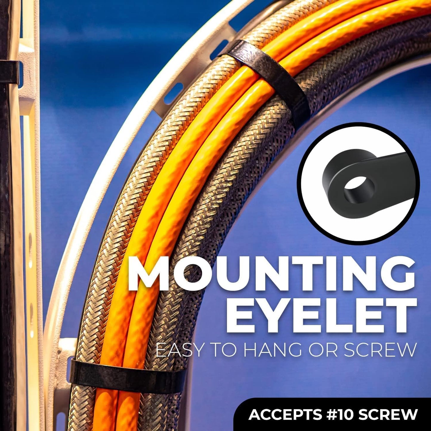 BEST CONNECTIONS Cable Zip Ties 8" with Screw Down Hole for Mounting Strong Nylon Wire Ties with 50lbs Tensile Strength Cable Management Ties for Outdoor & Indoor