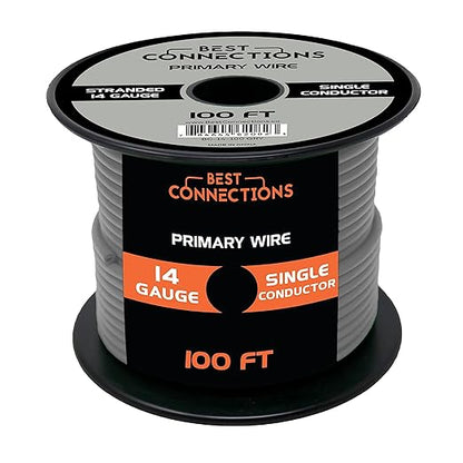 BEST CONNECTIONS 14 Guage Automotive Primary Wire - 100ft | Ideal for Trailer, Speaker, and Lighting Circuits | Durable Primary/Remote, Power/Ground Electrical Wiring