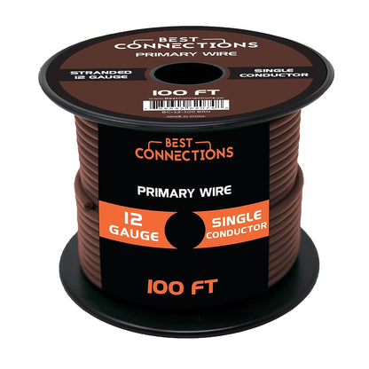 BEST CONNECTIONS 12 Guage Automotive Primary Wire - 100ft | Ideal for Trailer, Speaker, and Lighting Circuits | Durable Primary/Remote, Power/Ground Electrical Wiring
