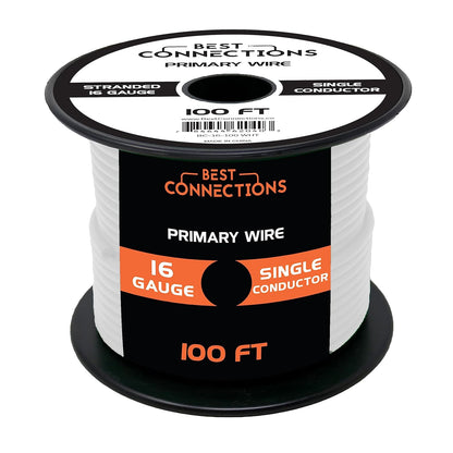 BEST CONNECTIONS 16 Guage Automotive Primary Wire - 100ft | Ideal for Trailer, Speaker, and Lighting Circuits | Durable Primary/Remote, Power/Ground Electrical Wiring