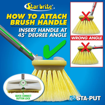 StarBrite 8-Inch Soft Wash Brush - Premium Boat Deck Cleaning Brush - Extend-A-Brush Compatible - High-Density Star Prene Fibers - (Yellow) Soft