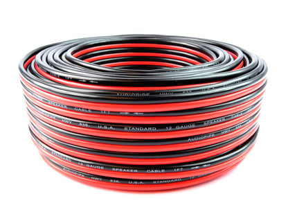 12 Gauge 100 Feet Red Black Stranded 2 Conductor Speaker Wire Cable Copper Mix