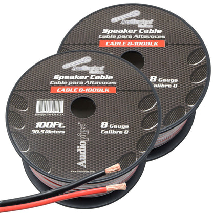 2-Rolls 8 Gauge Speaker Wire 200' ft Red/Black Car Audio Subwoofer Amplifier