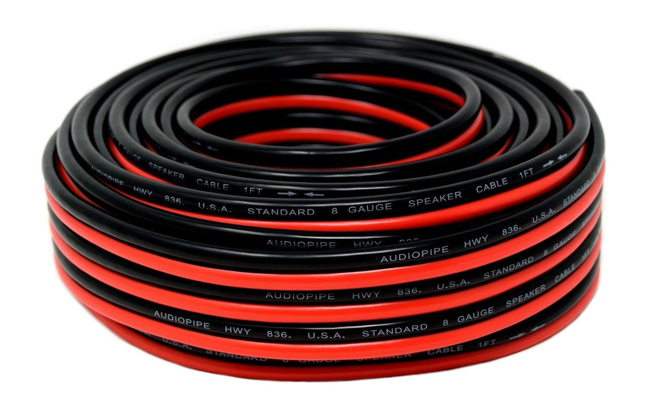 8 GA 50' Feet Red Black Speaker Woofer Wire Car Home Audio Stranded Copper Mix