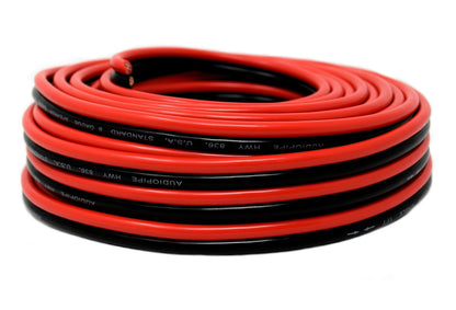 8 GA 50' Feet Red Black Speaker Woofer Wire Car Home Audio Stranded Copper Mix