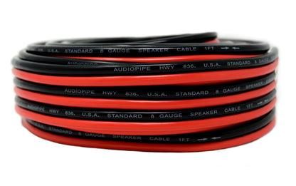 8 GA 50' Feet Red Black Speaker Woofer Wire Car Home Audio Stranded Copper Mix