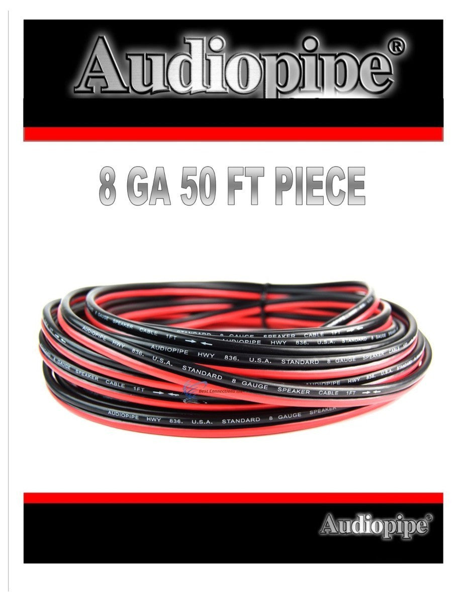 8 GA 50' Feet Red Black Speaker Woofer Wire Car Home Audio Stranded Copper Mix