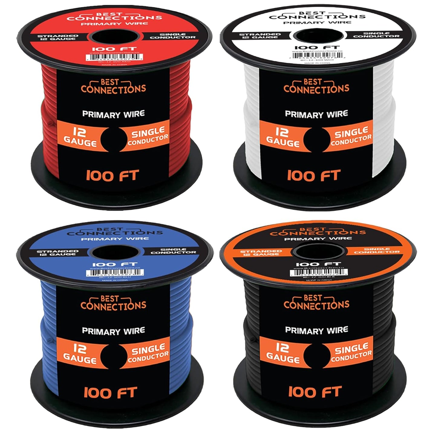 BEST CONNECTIONS 14 Gauge Automotive Primary Wire - 100ft | Ideal for Trailer, Speaker, and Lighting Circuits | Durable Primary/Remote, Power/Ground Electrical Wiring (Copy)