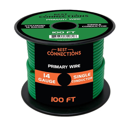BEST CONNECTIONS 14 Guage Automotive Primary Wire - 100ft | Ideal for Trailer, Speaker, and Lighting Circuits | Durable Primary/Remote, Power/Ground Electrical Wiring