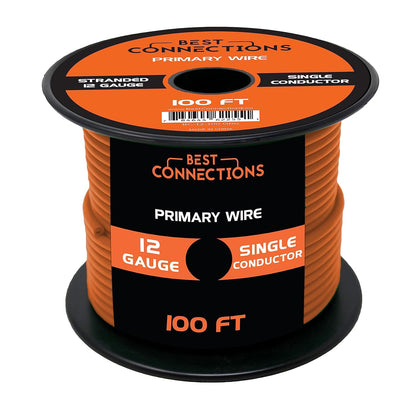 BEST CONNECTIONS 12 Guage Automotive Primary Wire - 100ft | Ideal for Trailer, Speaker, and Lighting Circuits | Durable Primary/Remote, Power/Ground Electrical Wiring