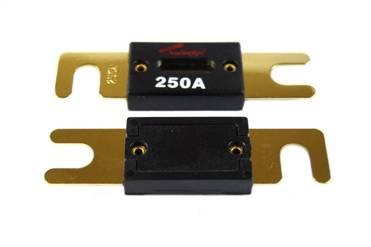Audiopipe Heavy Duty ANL Fuse Holder Block CQ-1100 and 2 ANL 250 Amp Blade Fuses