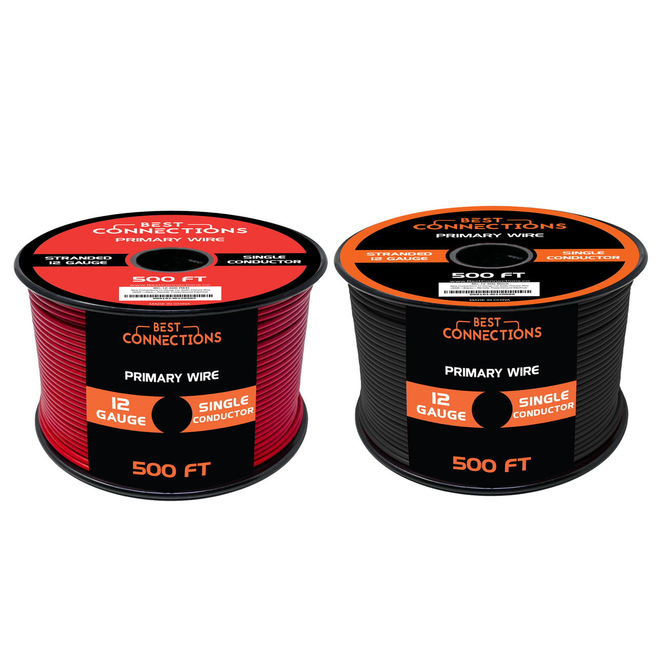 BEST CONNECTIONS 12 Gauge Automotive Primary Wire (Red & Black 500ft Each) Ideal for Trailers and Lighting Circuits | Durable Primary/Remote, Power/Ground Electrical Wiring