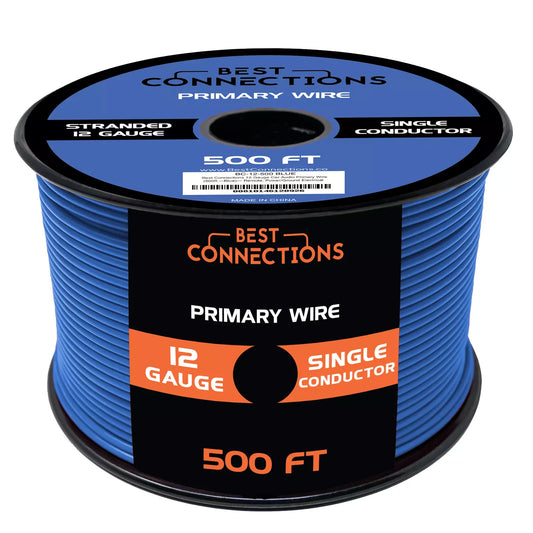 Audiopipe 12 Gauge Car Audio Primary Wire (500ft–Blue)– Remote, Power/Ground Electrical