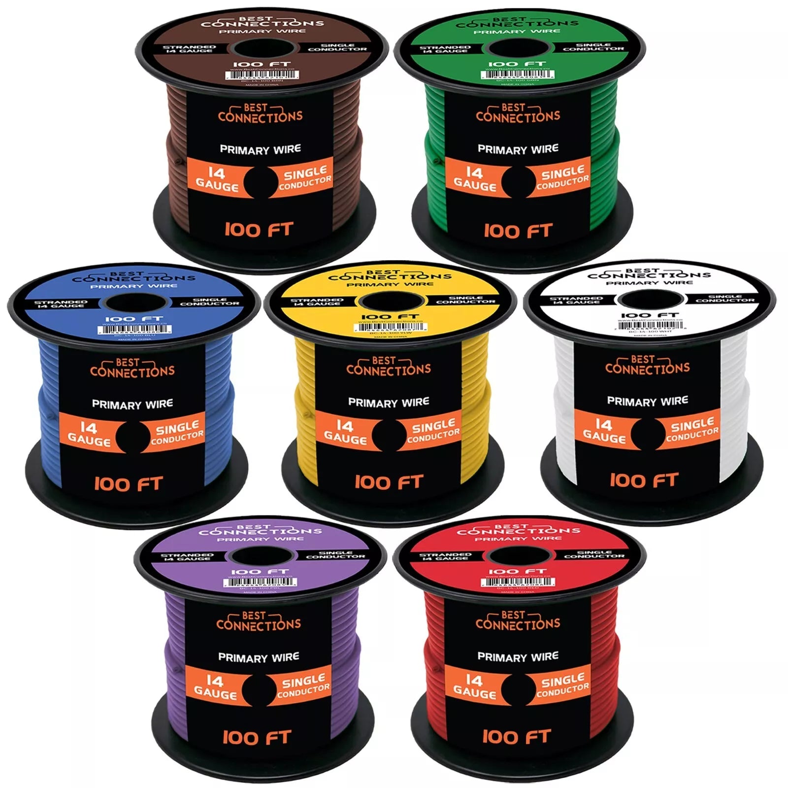 Trailer Light Cable Wiring Harness 100ft spools 14 Gauge 7 Wire 7 colo ...