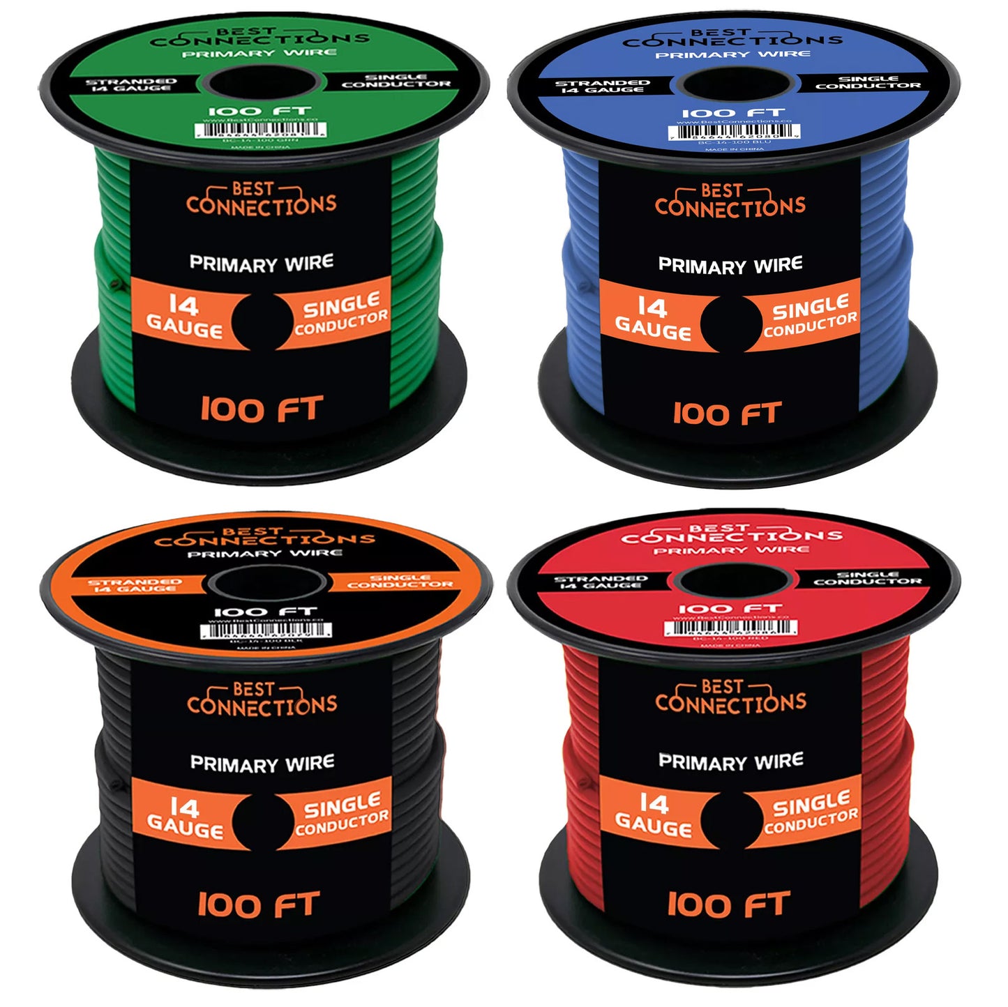 4 Rolls 100' Feet 14 Gauge Primary Remote Wire Trailer Power Cable Stranded