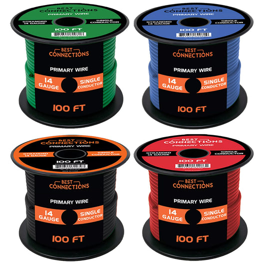 4 Rolls 100' Feet 14 Gauge Primary Remote Wire Auto Power Cable Stranded LED