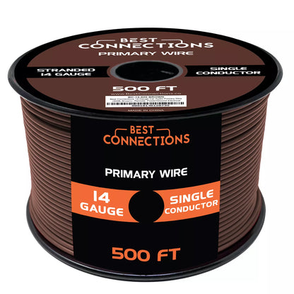 14 Gauge Car Audio Primary Wire (500ft–Brown)– Remote, Power/Ground Electrical