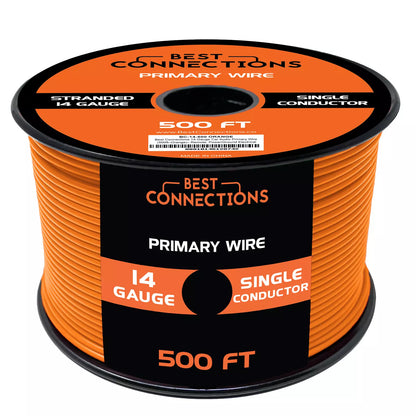 14 Gauge Car Audio Primary Wire (500ft–Orange)– Remote, Power/Ground Electrical