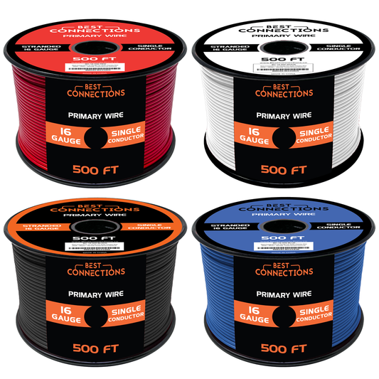 BEST CONNECTIONS 16 Ga 500ft Each 4 Color Auto Primary Wire Electrical Wiring