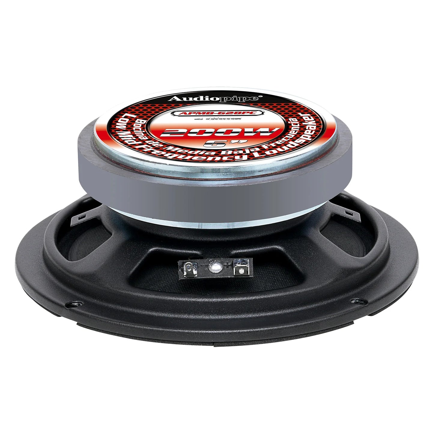 Audiopipe Low Mid Frequency Loudspeaker 6" 200W Max Silver Bullet Dust Cap (APMB-628PC)