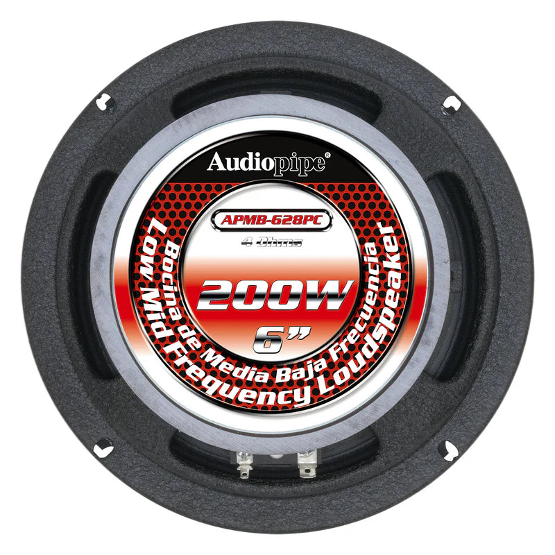 Audiopipe Low Mid Frequency Loudspeaker 6" 200W Max Silver Bullet Dust Cap (APMB-628PC)