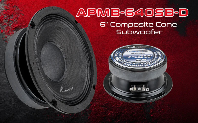Audiopipe Low Mid Frequency Loudspeaker 6" 350W Max Power Wave Design (APMB-640SB-D)