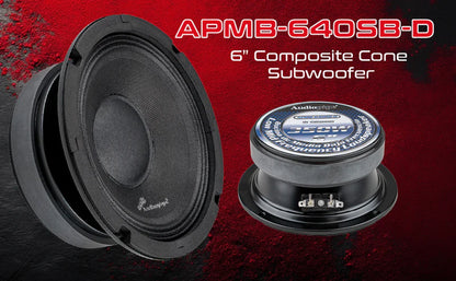 Audiopipe Low Mid Frequency Loudspeaker 6" 350W Max Power Wave Design (APMB-640SB-D)