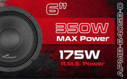 Audiopipe Low Mid Frequency Loudspeaker 6" 350W Max Power Wave Design (APMB-640SB-D)