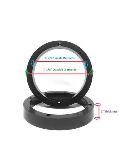 2 Pairs 6.5" Plastic Speaker Spacer Rings Subwoofer Custom Mounting Adapter