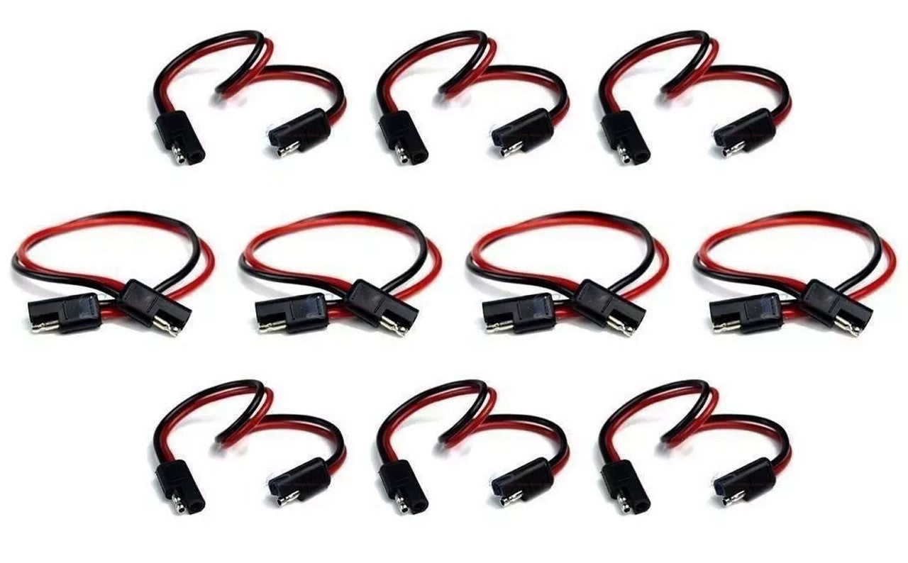 10 Pack 12 Gauge 12" Quick Disconnect Polarized Inline Power Cable Wire Harness