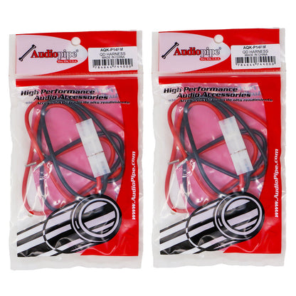 2 Pack Audiopipe 14 GA Gauge 2 Pin Male/Female Terminals Quick Disconnect Harness Polarized Wire Auto Solar