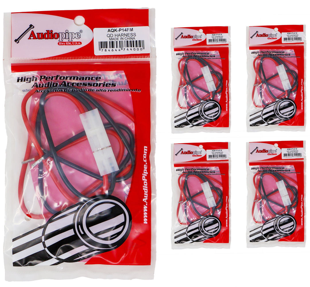 Audiopipe 5 Pack 14 Gauge GA 2 Pin Male/Female Terminals Quick Disconnect Harness Polarized Wire Auto Solar