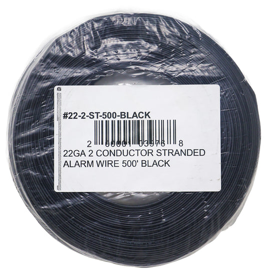 Best Connections 22 Ga 2 Conductor Stranded Alarm Wire 500ft Black UL Rated Coil Pack