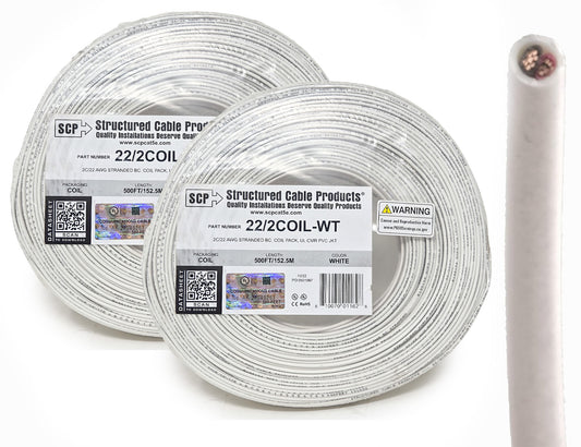 Best Connections 2 Pack 22 Gauge Stranded Copper Alarm Wire 2 Way 500 Feet UL Rated